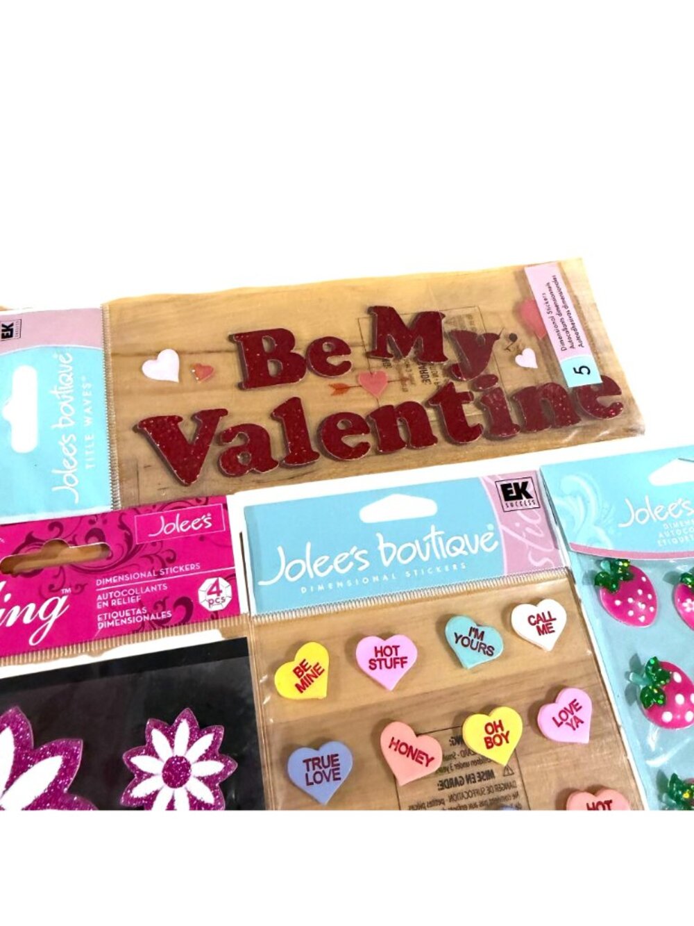 Jolees 3D Valentines Day Stickers Lot Flowers Strawberries Conversation Hearts - Picture 5 of 5